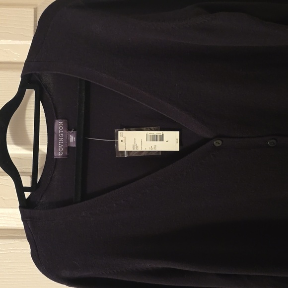 COVINGTON BRAND WOMEN'S BLACK FRONT BUTTON CARDIGAN V-NECK SWEATER SIZE LARGE - Picture 3 of 15